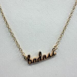 Y2K Gold Tone Badass Word Pendant Necklace Dainty Chain Statement Gift Bohemian